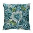 thumbnail image 1 of JEUXUS   Decorative 3D Rose Flower Pillow Cover, Faux Fur Throw Pillow Covers, Throw Pillows for Bed Soft Square Sofa Pillow Covers for Sofa Bedroom Car (Blue, White, Silver), 1 of 5