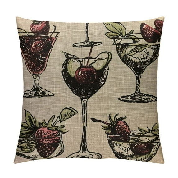 RUIYC Decorative Farmhouse Square Throw Pillow Cover Cocktail Graphic Orange Lime Bar Ice Cushion Case for Sofa Bedroom Car