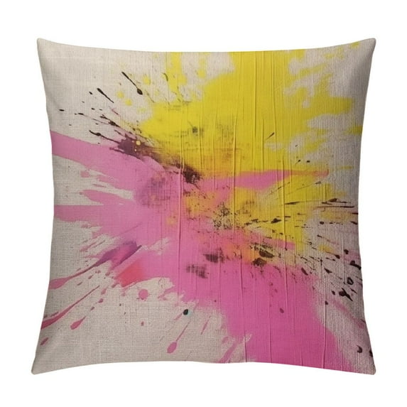 JEUXUS Decorative Square Throw Pillow Cover Cushion Case Mix Stroke Modern Colorful Contemporary Splashes Artwork Painted Fluid Ink Color Abstract Textures Pillow Case for Sofa Bed Couch
