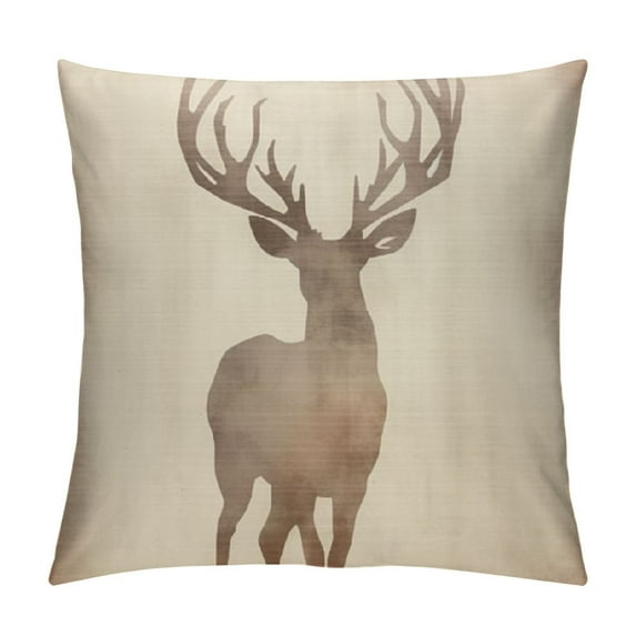 JEUXUS  Deer Pillow Cover Rustic Watercolor Deer Head On Burlap Throw Pillow Case Home Decor Nice Gift Indoor Pillowcase for Bedroom Livingroom