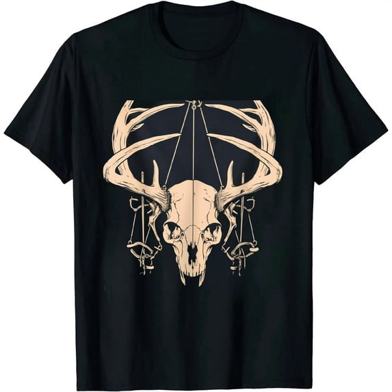 JEUXUS Deer Skull Compound Bow Retro Hunting Archery Dad Archer T-Shirt
