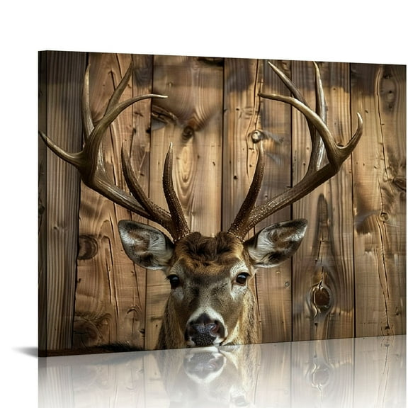 JEUXUS Deer Wall Art Bathroom Decor Deer Pictures Hunting Wall Decor Minimalist Wildlife Animal Portrait Canvas Prints Poster Rustic Elk Decoration Farmhouse Paintings Deer Artwork Ready To Hang