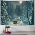 thumbnail image 1 of JEUXUS Deer in Snowy Winter Night Forest Whitetail Deer Photo Deer Art Deer Pictures Tapestry Painting, 1 of 6