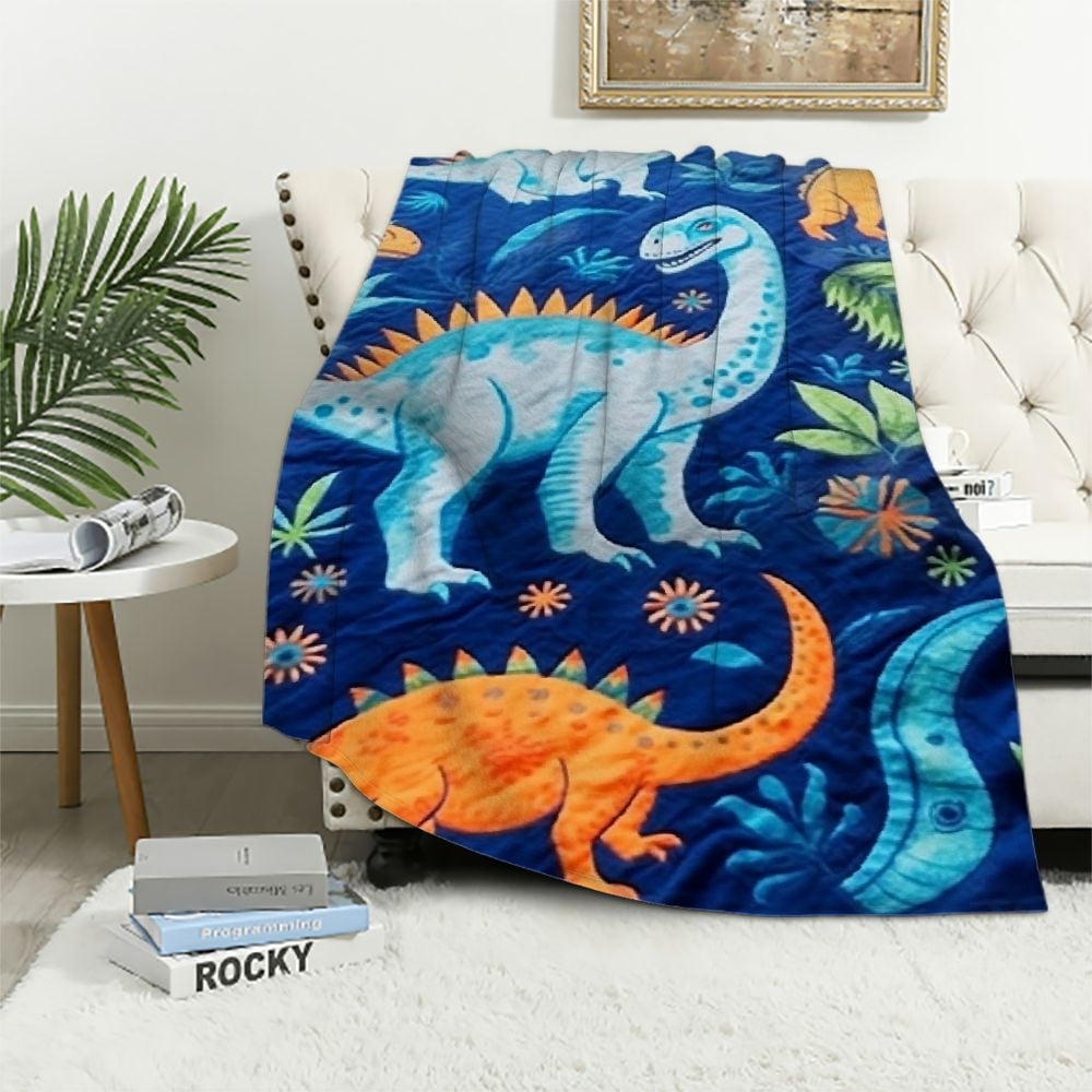 JEUXUS Dinosaur Blanket for Boys, 380 GSM Dinosaur Toddler Blanket for
