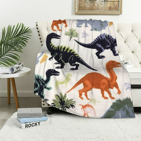 JEUXUS Dinosaur Muslin Quilts - Viscose from Bamboo Cotton Summer Blanket for Toddler - Oversized - 2 Layers Muslin Blanket Crib Blanket for Boy and Girl (Dinosaur)