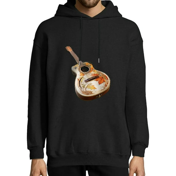 JEUXUS Distressed Acoustic Guitar Vintage Player Rock & Roll Music T-Shirt Long-sleeved Hoodie