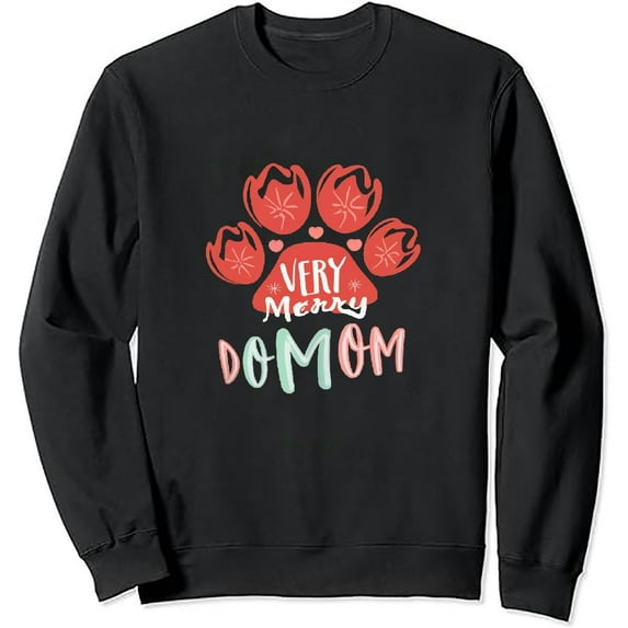 JEUXUS Dog Mom Sweatshirts for Women Merry Christmas Dog Lovers Shirts Casual Crew Neck Long Sleeve Holiday Pullover Tops