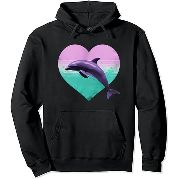 JEUXUS Dolphin Gift Hoodie For Women & Girls Vintage Cute Pullover Hoodie