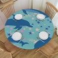 thumbnail image 1 of JEUXUS  Dolphin Pattern Round Table Cover,60 inch,Waterproof Fabric Decorative,Durable Reusable Table Clothes,Wipeable Spill Proof for Kitchen Dining Dinner Shower Parties, White, 1 of 7