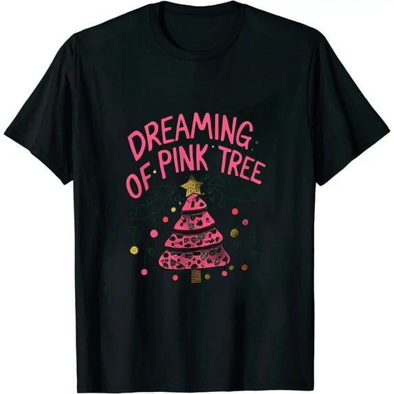 JEUXUS Dreaming Of A Pink Christmas Tree Cakes Xmas Holiday Pajamas T-Shirt