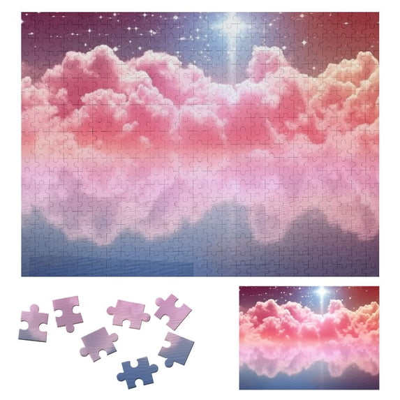 JEUXUS Dreamy Clouds and Stars Wooden Jigsaw Puzzle Challenging Difficult Wood Puzzles for Adults Gift for Family Friends 500 PCS