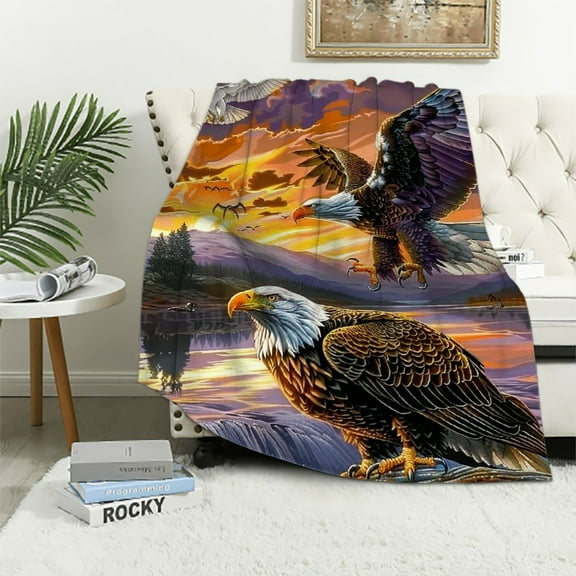 JEUXUS Eagle Blanket for Bed Fleece Throw Blanket for Women, Men Super Soft Plush Eagle Blanket Throw Eagle Throw Blanket - Blanket