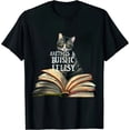 thumbnail image 1 of JEUXUS Easily Distracted- Funny Cat &amp; Book Lover T-Shirt, 1 of 3