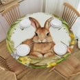 thumbnail image 1 of JEUXUS  Easter Bunny Round Tablecloth Spring Summer Floral Butterfly Table Cloth Farmhouse Polyester Table Cover Decorative for Easter Holiday Indoor Outdoor Kitchen Dining Party White, 1 of 7