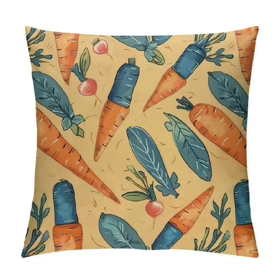 JEUXUS Easter Pillow Cover Carrors Decorations Holiday Farmhouse Spring Pillow Case for Home Sofa Couch Decor (Orange)