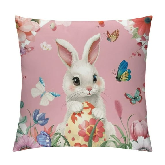 JEUXUS Easter Pillow Covers Colorful Easter Throw Pillow Cases Decorations Easter Bunny Pillow Covers Egg Gnome Pillow Cushion Case Spring Decor Farmhouse Decorative for Sofa Couch Bed