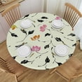 thumbnail image 1 of JEUXUS Easter Tablecloth Round Easter Egg Rabbit Table Cloth Washable Spring Flowers Table Cover for Kitchen Dining Holiday Party Picnic Indoor Outdoor Home Decor White, 1 of 7