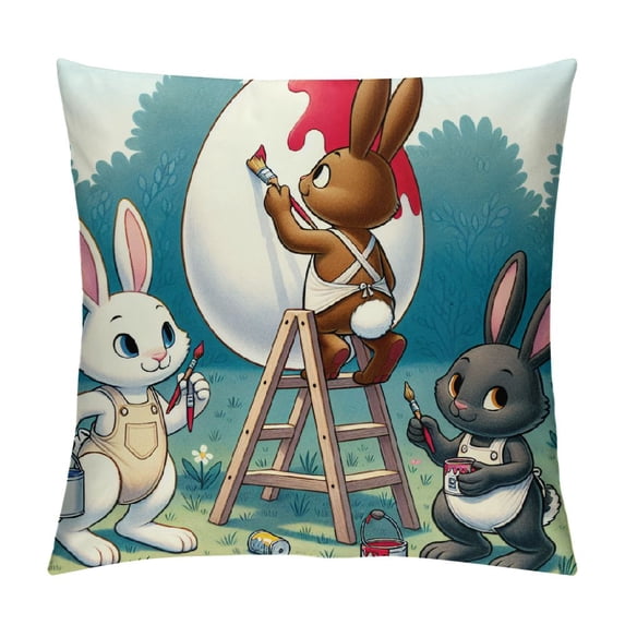 RUIYC Easter Vintage Bunny Egg Rabbit Floral High-Quality Short Plush Pillowcase (Universal 1) White