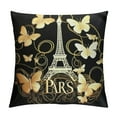 thumbnail image 1 of JEUXUS  Eiffel Tower Pillow Cover  Paris Decorative Throw Pillow Cover Case Home Decor Paris Decor Valentines Butterfly Gold Black Cushion Case for Couch Sofa Outdoor, 1 of 5