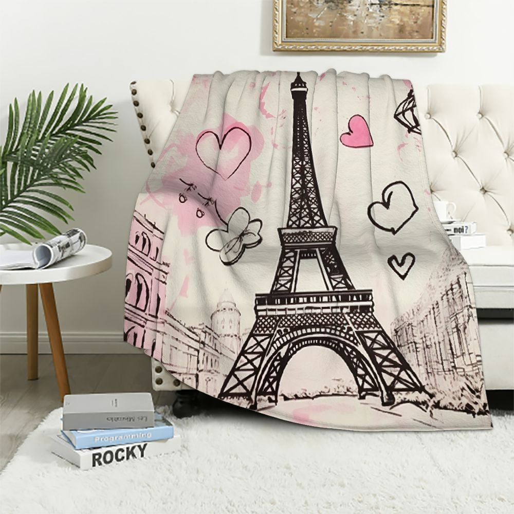 JEUXUS Eiffel Tower Throw Blanket Paris Tower Plush Blanket for Bed ...