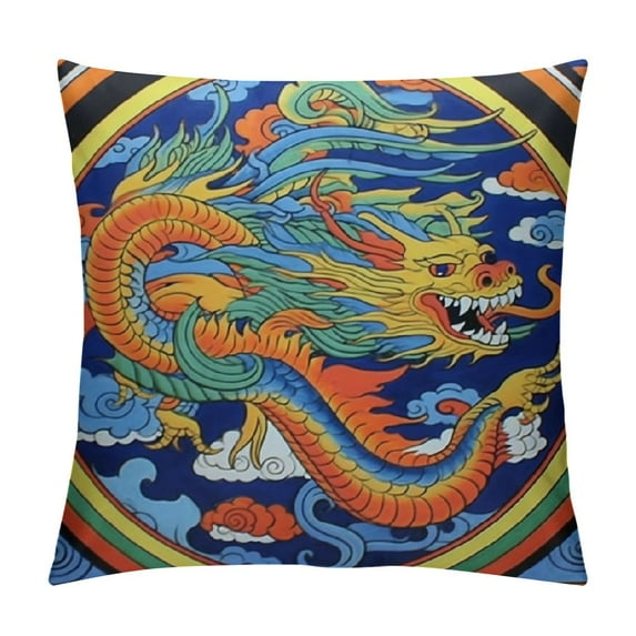 JEUXUS Ethnic Chinese Dragon Phoenix Square Throw Pillow Cover Home Living Room Cushion Sofa Patio Car Indoor Outdoor New Home Bed Modern Home Art Deco Throw Pillow Cover