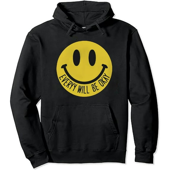 JEUXUS Everything Will Be Okay Inspirational Retro Print On Back Pullover Hoodie