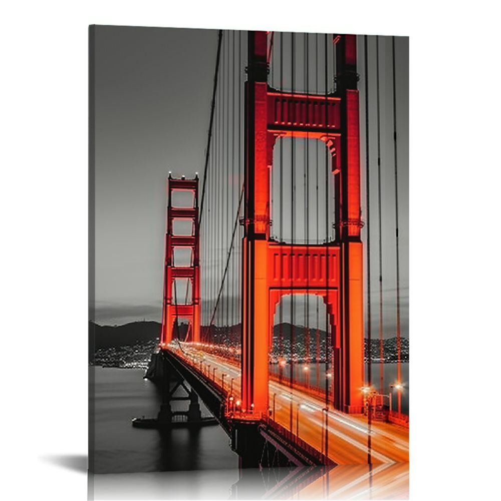 JEUXUS Extra Large Black White and Red Canvas Prints Wall Art San