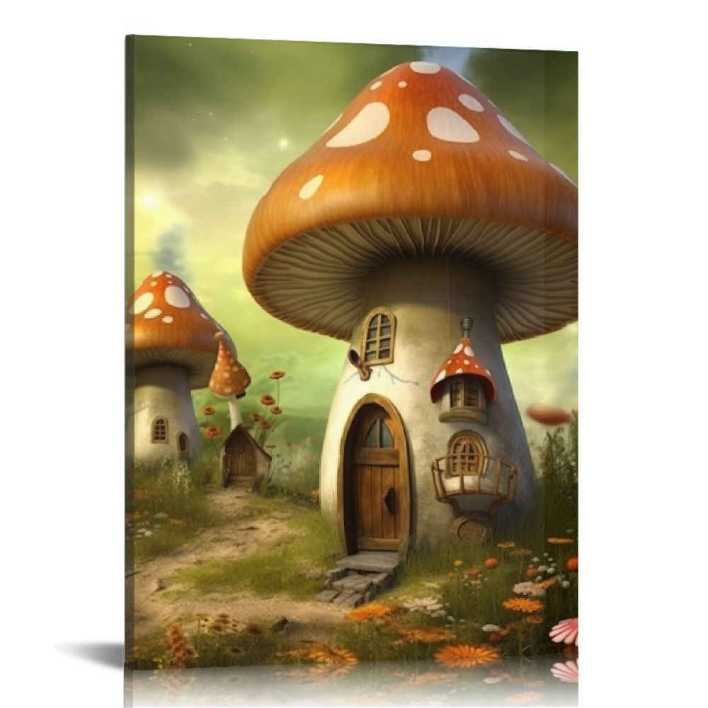 JEUXUS Fairytale Wall Art Green Nature Wonderland Pictures Flower Fairy