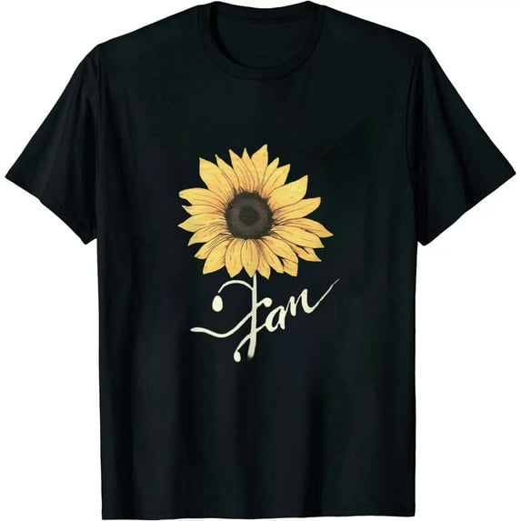 JEUXUS Faith Shirts for Women Sunflower Graphic Tees Cute Letter Print Athletic T-Shirt Summer Casual Short Sleeve Tee Tops