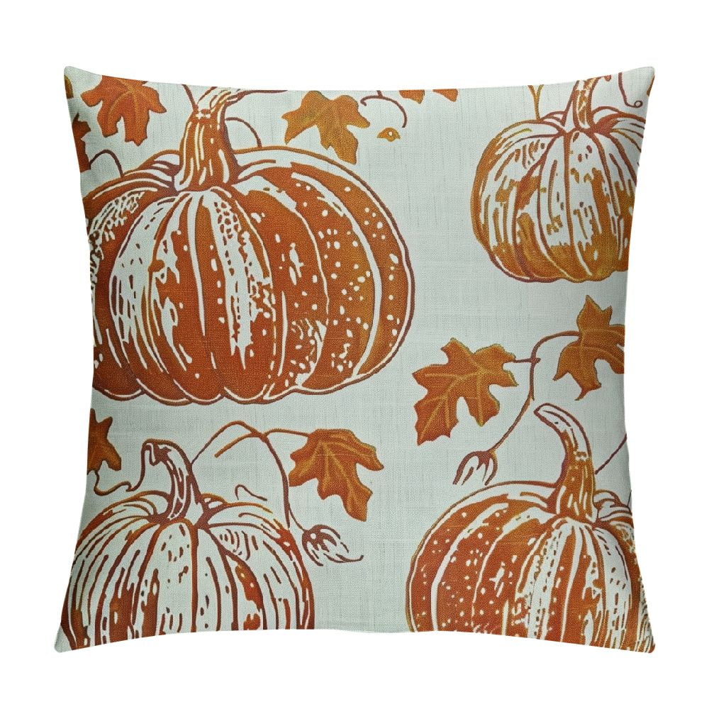 JEUXUS Fall Pillow Covers Burnt Orange Pumpkin Autumn Thanksgiving