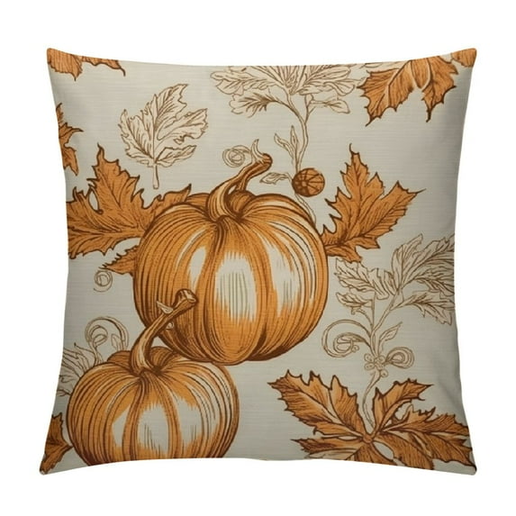 JEUXUS Fall Pillow Covers Burnt Orange Pumpkin Decor Throw Pillows Case for Couch Maple Leaves Autumn Harvest Indoor Outdoor Decorative Cushion Cases for Sofa Bed Decorations
