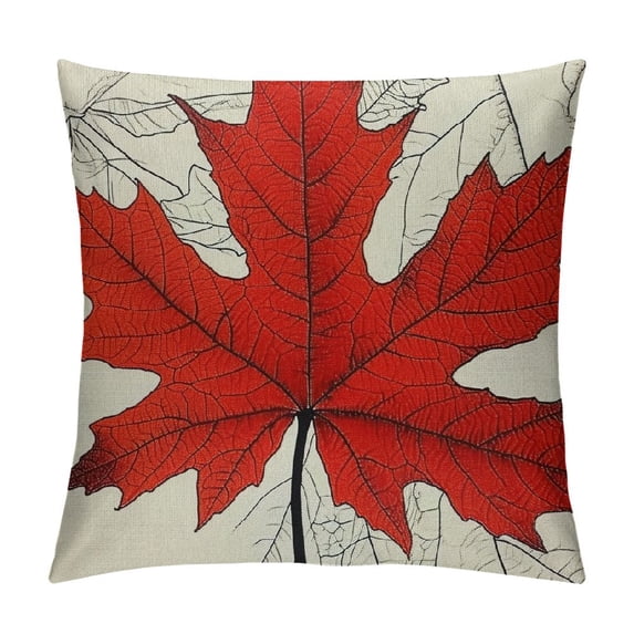 JEUXUS Fall Pillow Covers, Maple Leaves Throw Pillow Covers, Autumn Decorative Pillow Cases, Sofa Pillow Covers, Cushion Cover for Couch Bed and Car