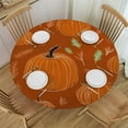 thumbnail image 1 of JEUXUS  Fall Tablecloth Round White Pumpkins Burnt Orange Table Cloth,Stain Resistance Polyester Thanksgiving Day Harvest Table Covers for Kitchen Dining,Small Tablecloth for Party Picnic, 1 of 7