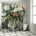 thumbnail image 1 of JEUXUS Farmhouse Distressed White Tulips Shower Curtain Multiple Sizes Durable and Washable White, 1 of 6
