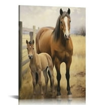 JEUXUS Farmhouse Horse Wall Art Horse Pictures Wall Decor Rustic Country Old Barn Canvas Painting Prints Modern Artwork Home Decoration 16x20\
