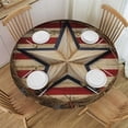 thumbnail image 1 of JEUXUS Farmhouse Vintage Rustic 4th American Flag Patriotic Star Wooden Waterproof Picnic Round Table Cloth Cover Decorations Fabric Circular Tablecloth For Home Dining Room Kitchen, 1 of 7