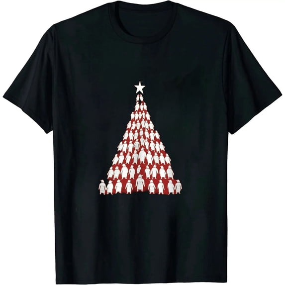 JEUXUS Fishing Poles and Fish Christmas Tree Holiday T-Shirt