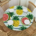 thumbnail image 1 of JEUXUS Fitted Tablecloth with Backing Elastic Edge Design Table Cover Waterproof Oil-Proof Table Cloth Stain-Resistant Wipeable for Round Table - Pineapple, 1 of 7