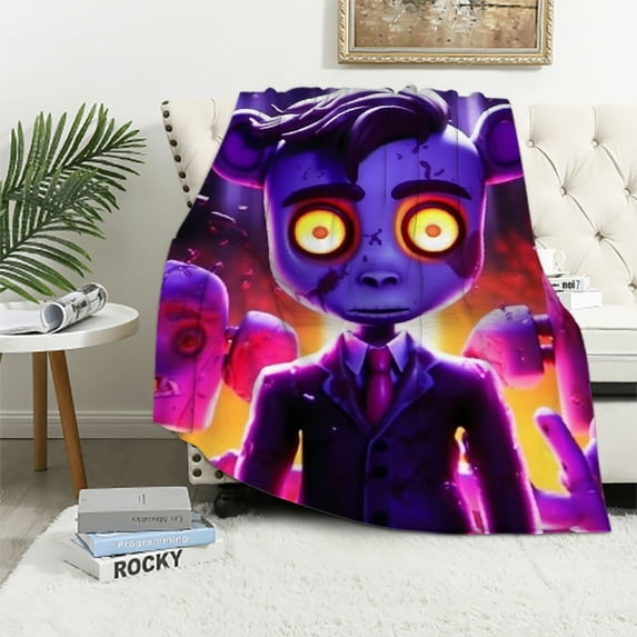 JEUXUS Five Nights Movies Flannel Throw Blanket Horror Movie Flannel Throw Blanket Bedding Gifts for Kids Adults Bed Sofa Living Room All Season