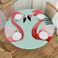 thumbnail image 1 of JEUXUS  Flamingo Pink Table Cloth Leaves Wild Animal Tropical Plant Palm Tree Vibrant Nature Round Tablecloth 60 Inch for Dining Room, Party, Banquet, 1 of 7