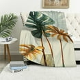 thumbnail image 1 of JEUXUS Flannel Blanket Exquisite Gifts Original Designed Tropical Plants Pictures Minimalist Watercolor Painting Palm Monstera Green Leaf White, 1 of 6