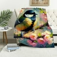 thumbnail image 1 of JEUXUS Flannel Blanket Throw Blanket Flowers and Birds Picture Excellent Hand Feel White, 1 of 6