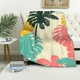thumbnail image 1 of JEUXUS Flannel Throw Blanket Mid Century Abstract Art Tropical Leaves Ultra Soft Warm Throw Blanket for Bed/Couch/Sofa/Traveling All Season Decorative Throw, 1 of 6