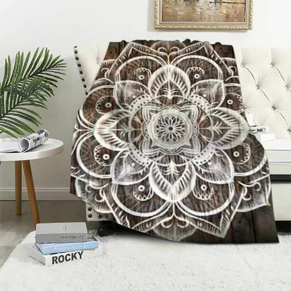 RUIYC Flannel Throw Blanket (Universal 1) Black and White Abstract Painting Modern - 100x130cm/130x150cm/150x200cm White