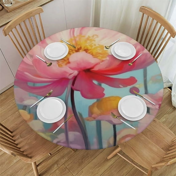 RUIYC Tablecloth Stain Resistance Polyester Table Cloth Round Table Cover for Dining Kitchen Party Holiday Home Decor