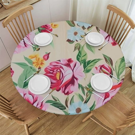 JEUXUS Floral Pink Rose Tablecloth, Table Cover for Wedding, Birthday Party Decorations
