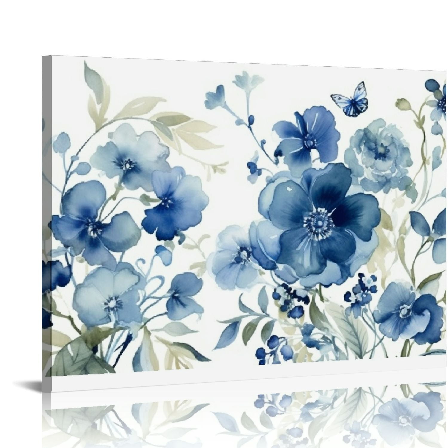 JEUXUS Flower Canvas Wall Art Blue Floral Canvas Painting Pictures for ...