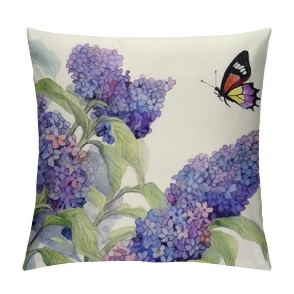 JEUXUS  Flower Pillow Cases Vintage Spring Blossom Pillow Covers  Green Plants Butterfly Hyacinth Floral Rustic Farmhouse Decor Rectangular Throw Lumbar Pillow Cover for Couch Sofa