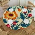 thumbnail image 1 of JEUXUS Flower Round Fitted Tablecloth with Elastic Edged, Daisy Floral Pattern Round Table Cover Wipeable Waterproof Table Cloth for Kitchen Dining Table Party Picnic, 1 of 7
