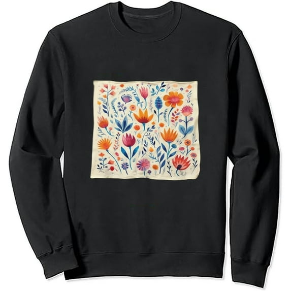 JEUXUS Flower Shirt for Women Cute Floral Print T-Shirt Summer Wild Flower Graphic Short Sleeve Tops Long-sleeved T-shirt